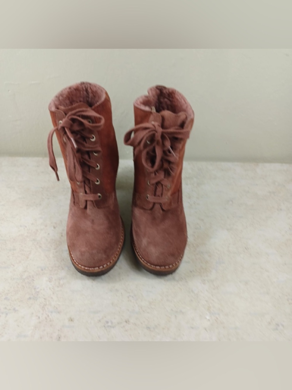 UGG Women's Lace-Up Suede Ankle Boots in Rose Brown - Picture 2 of 9